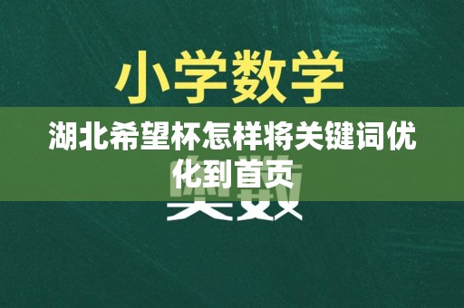湖北希望杯怎样将关键词优化到首页